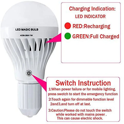 Smart Remote Dimming LED E27 220V Magic Bulb Power Failure automatically Lights Up