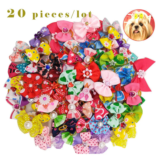 20 pieces/lot Cute Pet Dog Bows
