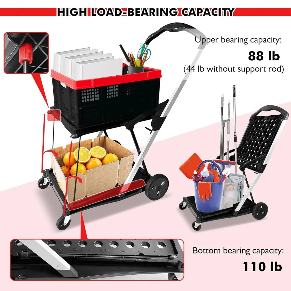 Collapsible Shopping Carts with Crates for Groceries