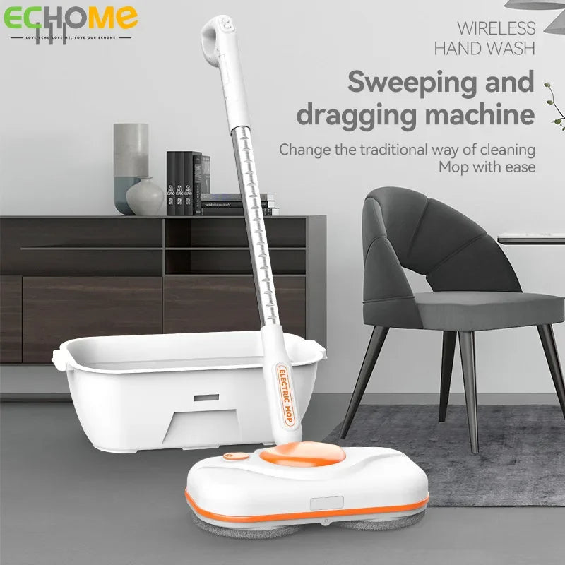 Wireless Electric Floor Mop with Bucket ,Rechargeable Sprayer Rotary Household Floor Cleaning Mop