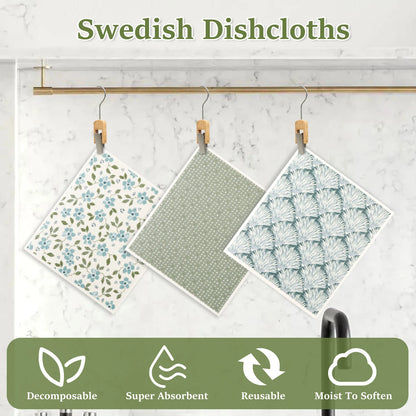 5/6Pcs Kitchen Dishcloths Eco-Friendly Reusable Swedish towels