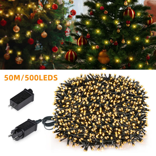 10M 20M 30M 50M 100M Led Lights String Waterproof Outdoor Holiday Decor Fairy Light for Courtyard Birthday Party Christmas Lamp