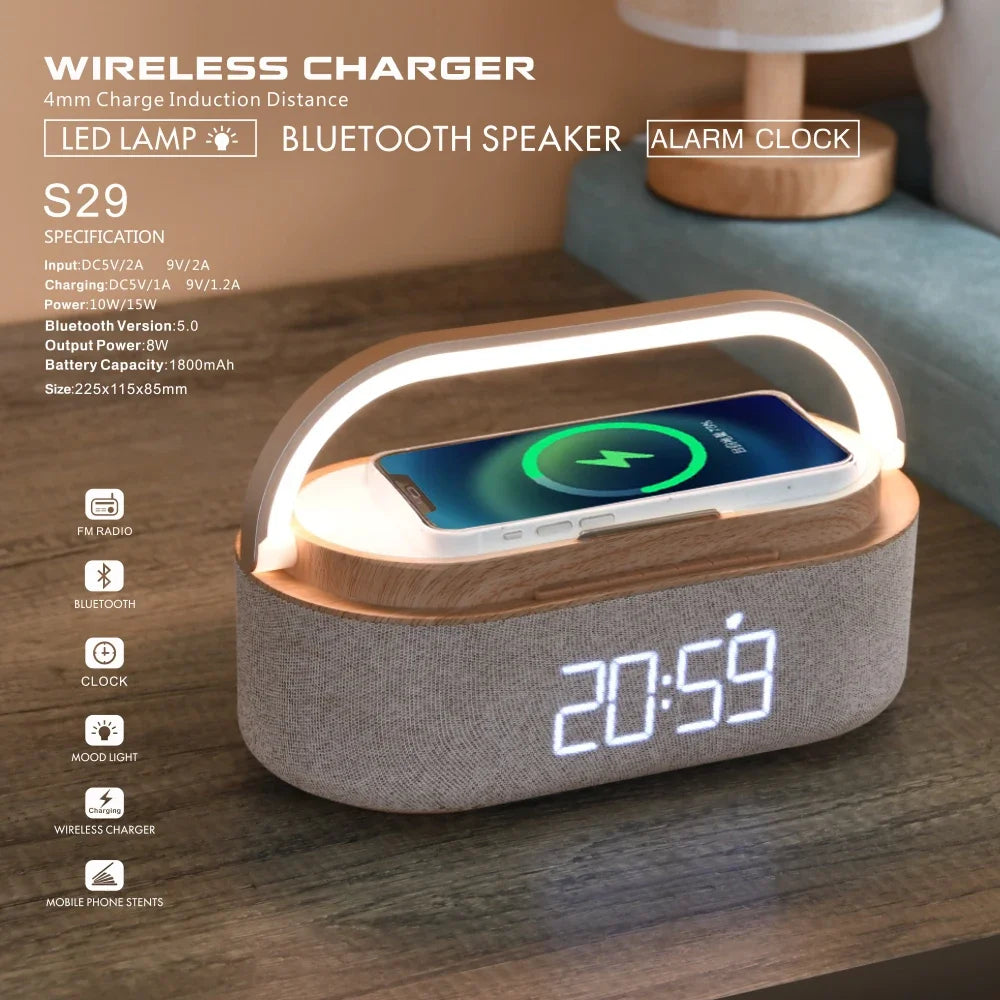 Alarm Clock with  Bluetooth Speaker & Charging station