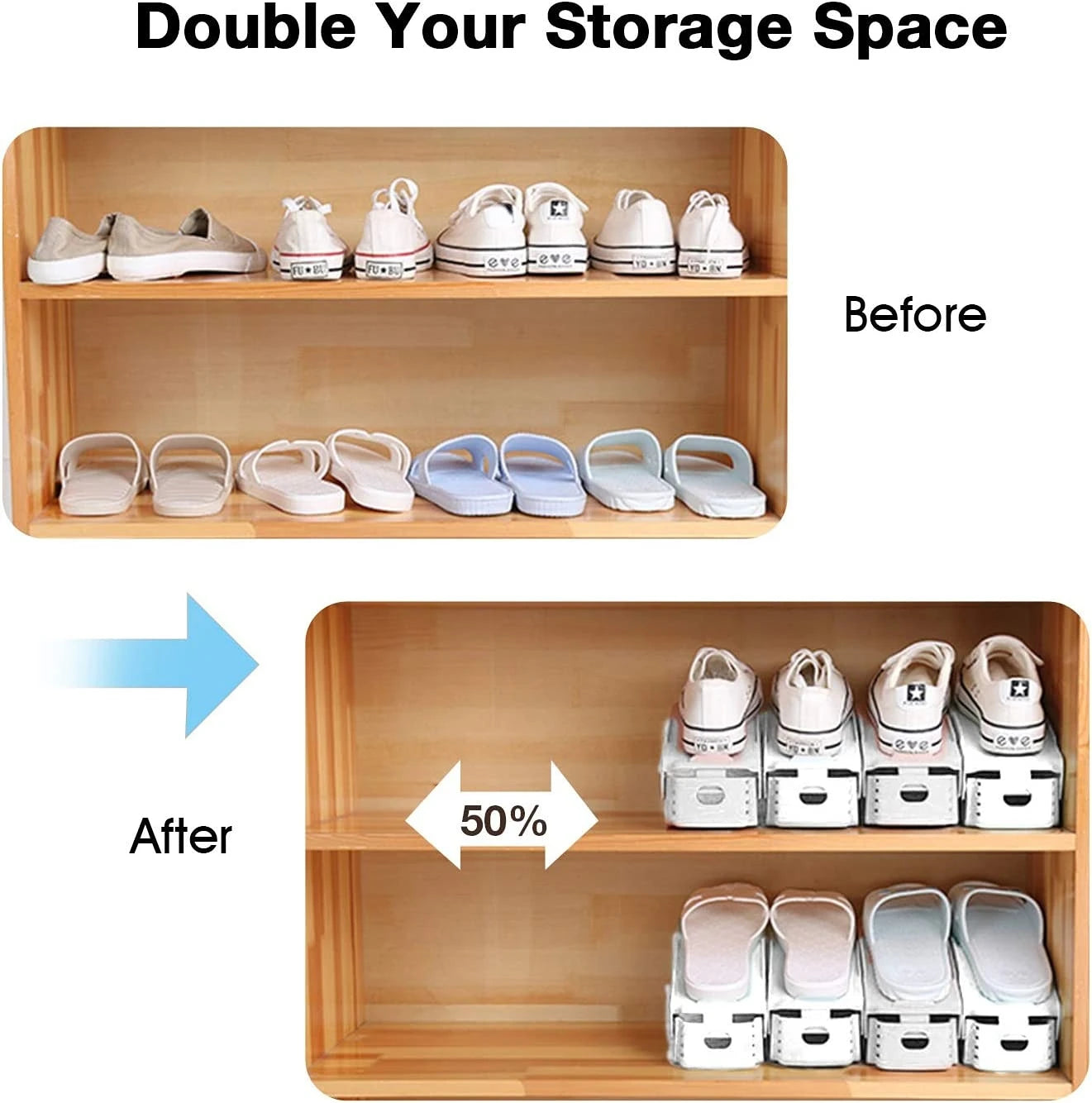 1Pcs Double Shelf Space Savers Shoe Rack
