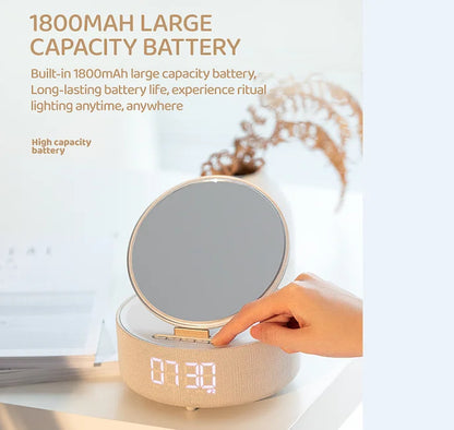 Wireless Charging Alarm Clock/ Bluetooth Speaker Dimmable LED Display /Vanity Mirror
