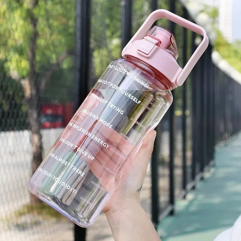 2 Liter Water Bottle with Straw & Handle