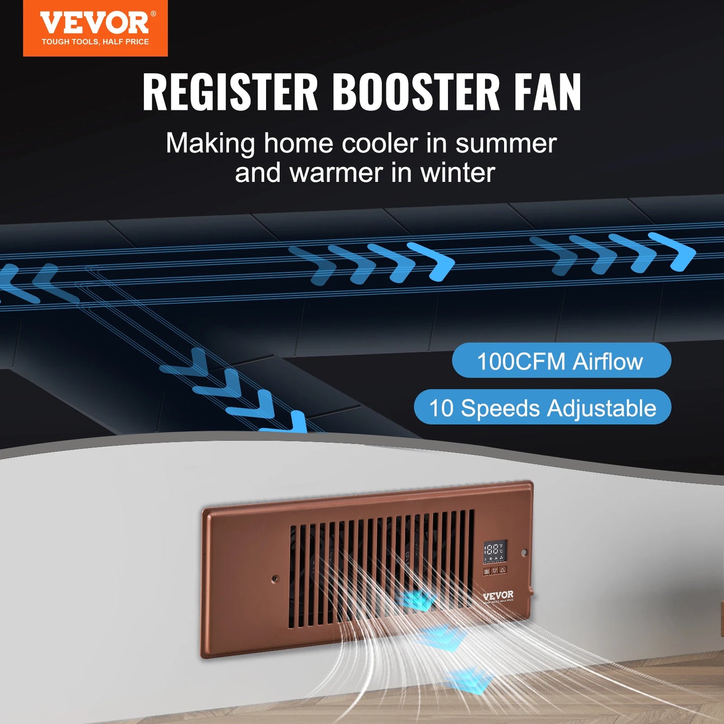 Booster Fan with Adjustable Speeds
 & LCD Smart Controller for Wall and Floor