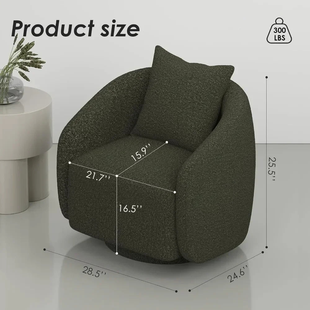 Luxury Round Barrel Chair for Living Room, Bedroom