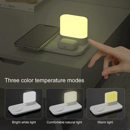 Wireless Charger 3 in 1 Charging Dock with Night Light for Home Office
