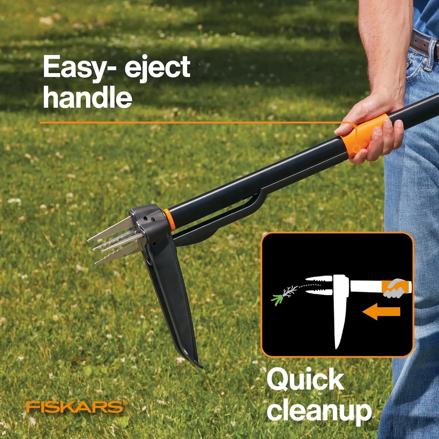 4-Claw Stand Up Weeder - Gardening Hand Weeding Tool with 39" Long Ergonomic Handle - Easy-Eject Mechanism
