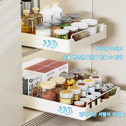 Kitchen Storage Rack with Slide Rails Pull-out