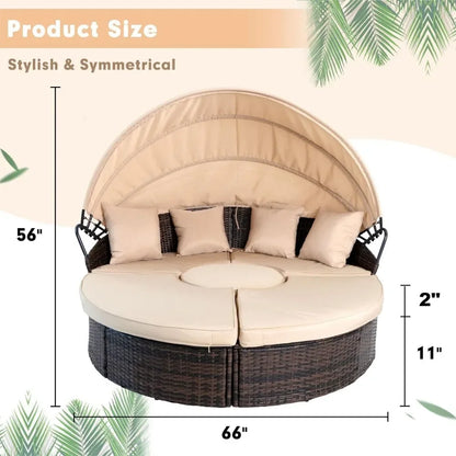Outdoor Terrace Canopy Bed with Washable Soft Cushion