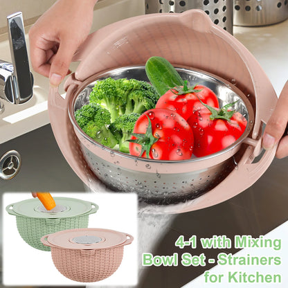 Multifunctional Vegetable And Fruit Washing Basket With 3 Thread Graters