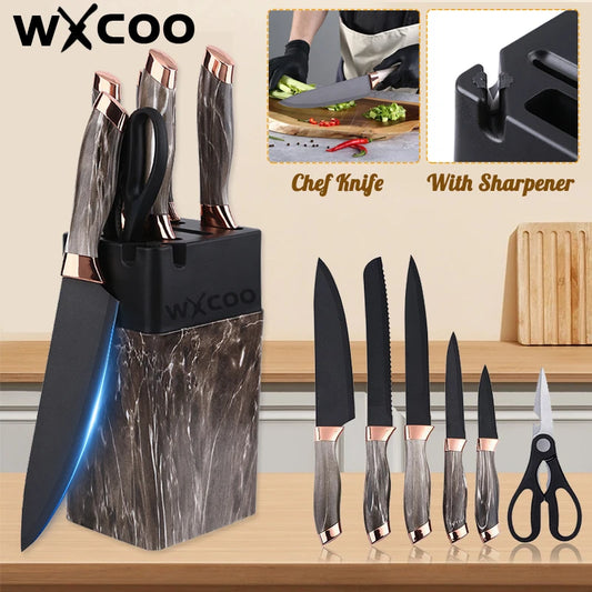7PCS Kitchen Knife Set Kitchen & Sharpener