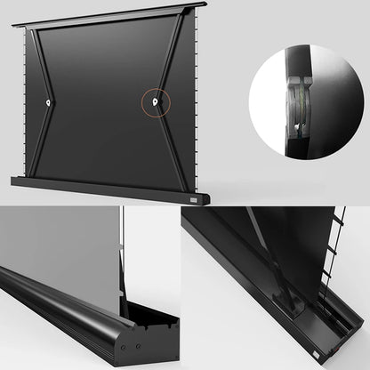 PRO Motorized Rollable Floor Rising Projector Screen with Tab Tension 3D/4K /UHD Supported