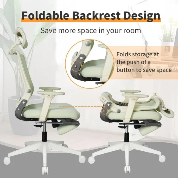 Foldable Ergonomic Office Chair, High Back Desk Chair with Footrest.