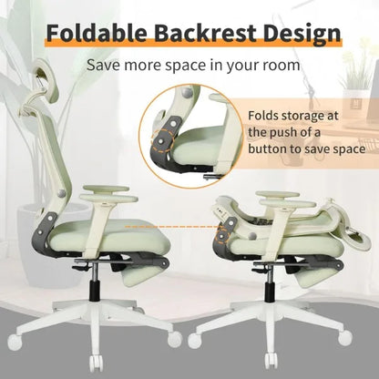 Foldable Ergonomic Office Chair, High Back Desk Chair with Footrest.